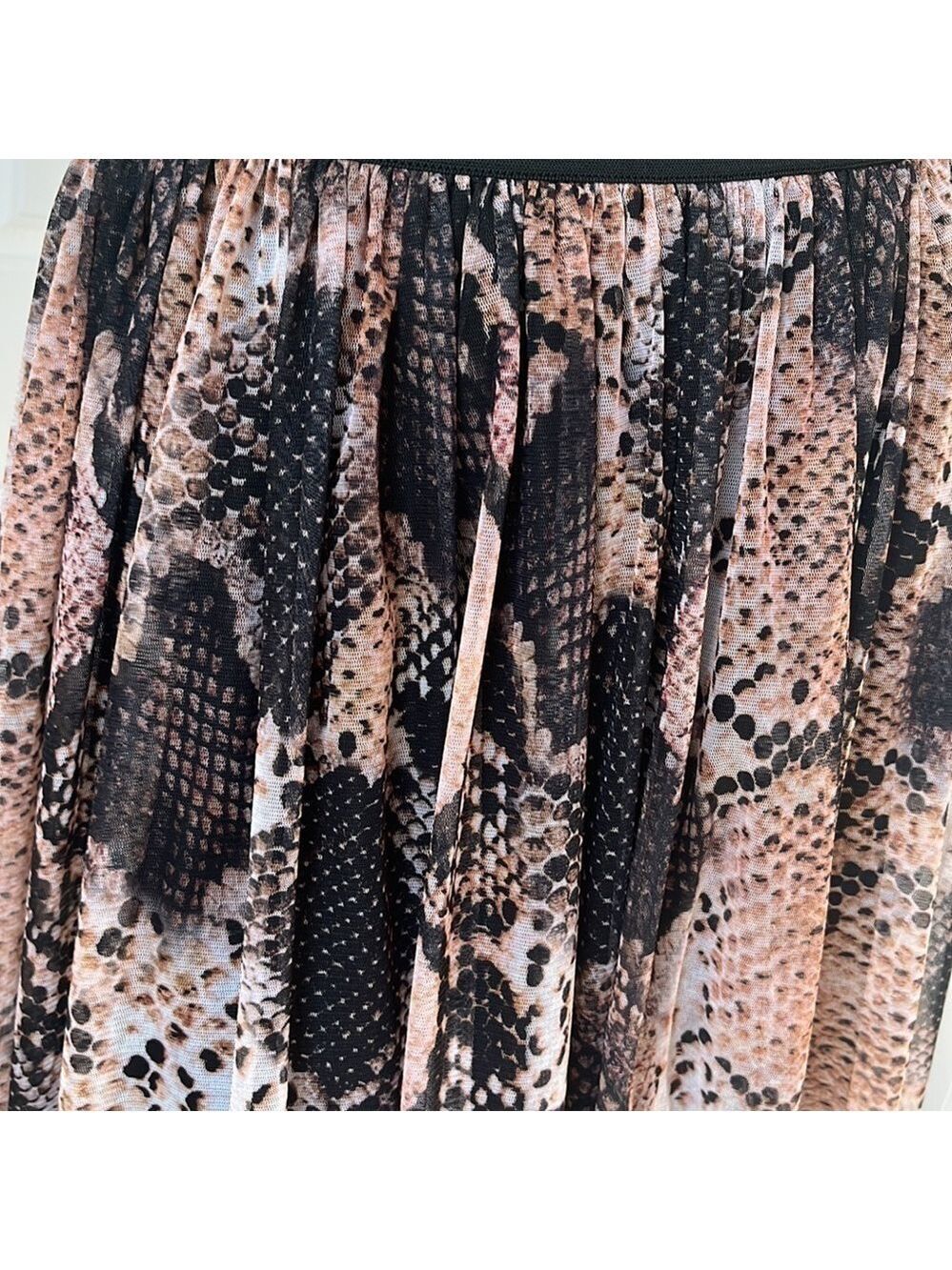 NWOT Zara Basic Snake Skin Print Pleated Midi Skirt M - Picture 9 of 11